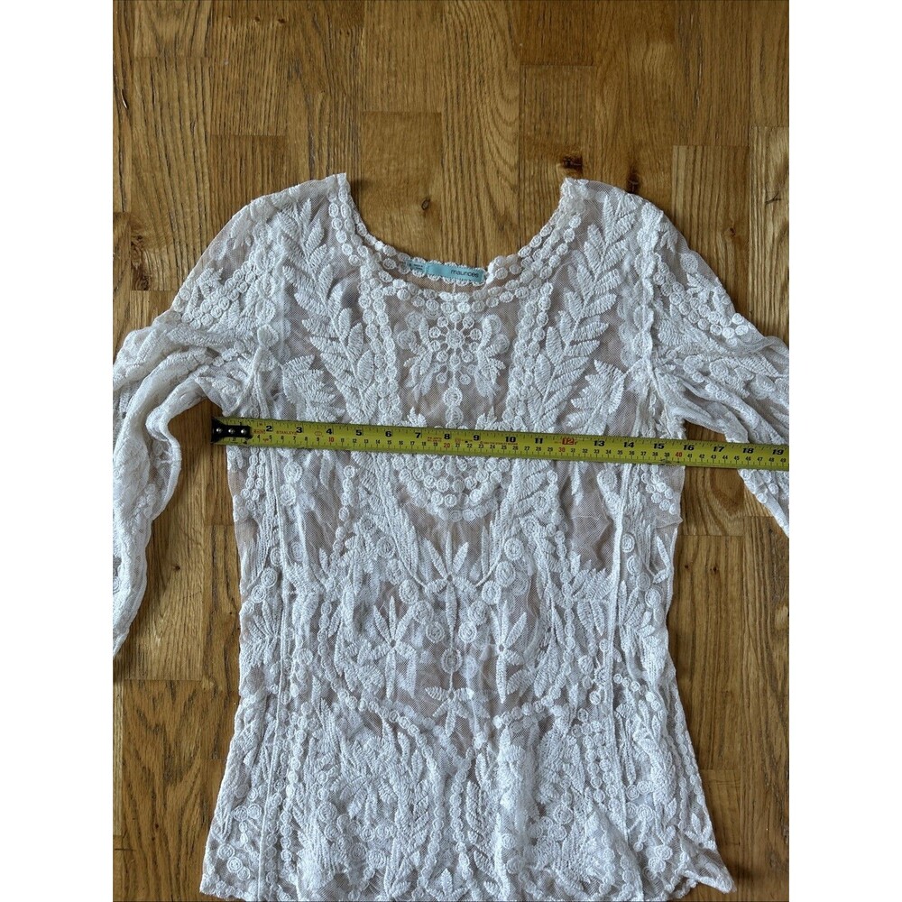 Maurices Womens S Beige Sheer Open Lace Crochet Top Cover Up Whimsycore Boho - Picture 8 of 11